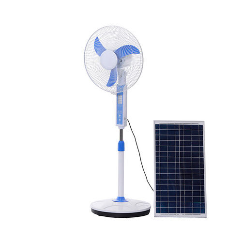 Plastic 3 Blade White Solar Pedestal Fan, For Domestic Uses, 1200Rpm Speed With 12V