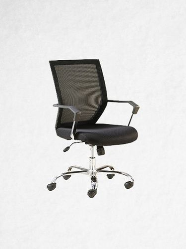 Black Medium Mesh Back Revolving Corporate Office Chair With Tilting Mechanism