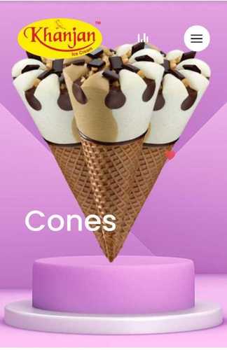 Chocolate Ice Cream Cone White And Brown Color, 2 Gram Cone Weight