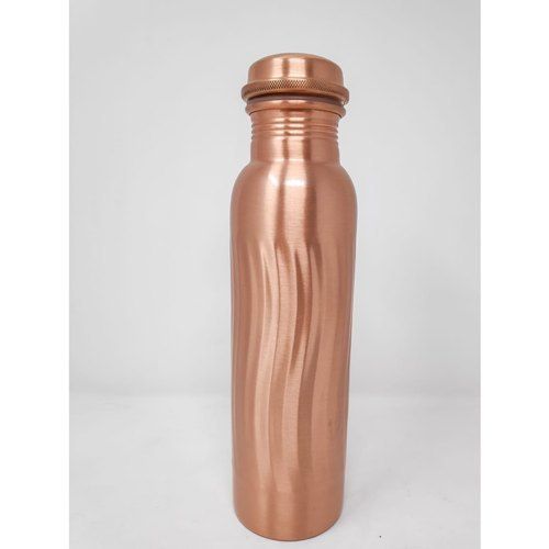 Durable Solid Strong Long Lasting Round Matt Embossed Copper Water Bottle Capacity: 1 Liter/Day