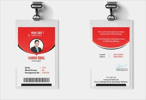 Wear Resistant High Design And Rigid Printed Plastic Laminate Surface Office Employee Rectangular Pvc Id Card