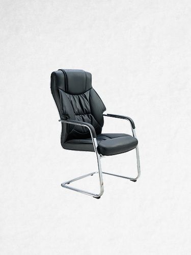 Portable Black PVC Upholstery S Type Chrome Plated Frame Office Visitor Chair
