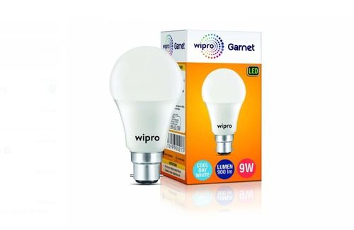 Round Shape White Wipro Led Bulb, Power 9 Watt, Related Voltage 220 V Body Material: Aluminum