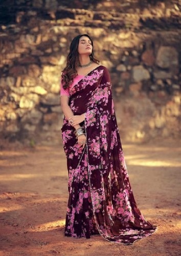 Buy online Geometric Printed Saree With Blouse from ethnic wear for Women  by Trendy Store for ₹849 at 71% off | 2023 Limeroad.com