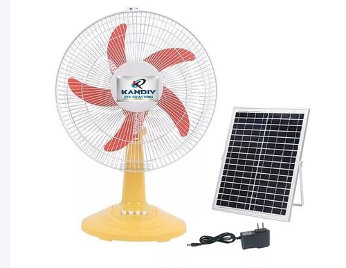 Plastic Sturdy Construction Eco Friendly White Five Blade Solar Table Fan (1200 Rpm) For Domestic Uses