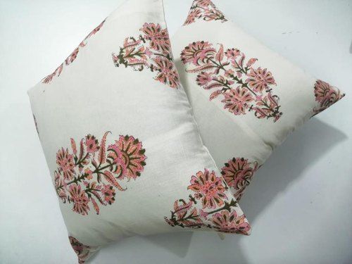 Square Light Weight Multicolor Hand Block Printed Cotton Cushion For Home, Hotel