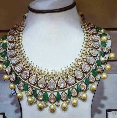 Ladies Designer Party Wedding Festival Wear Kundan Meena Necklace