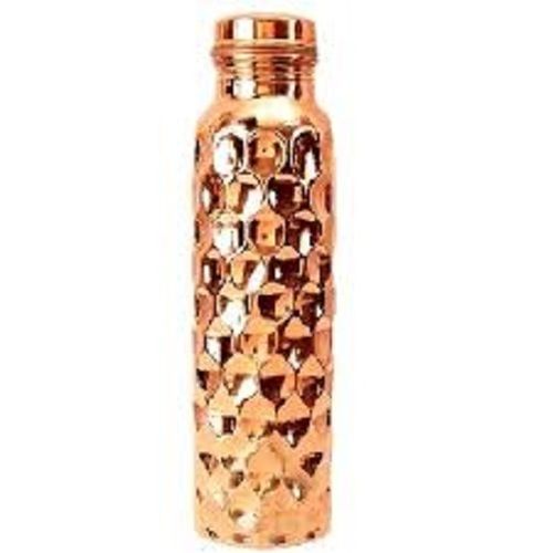 Leak Proof Glossy Finish Ergonomic Design Golden Printed Copper Water Bottle