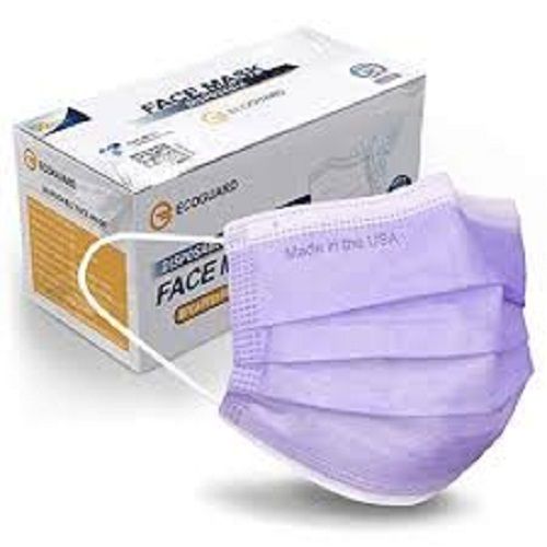 Skin Friendly 3 Ply Surgical Nonwoven Purple Disposable Face Mask