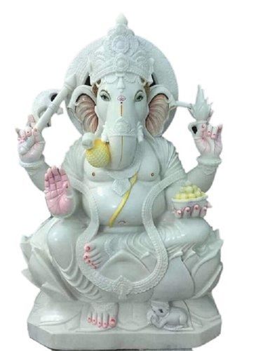 Eco-Friendly Sold White Color Marble Ganpati Statue For Religious Purpose, Worship, Temple