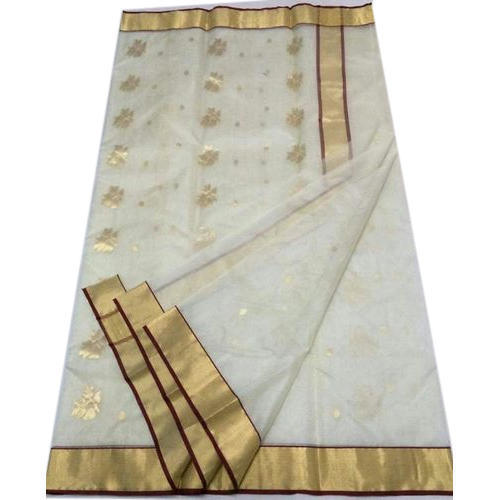 Cotton Silk White Color Printed Ladies Handloom Saree For Party Wear, Casual Wear