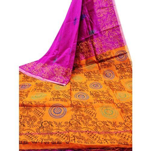 Pink Beautiful Stylish Breathable Casual Wear Modern And Trendy Printed Assam Silk Saree