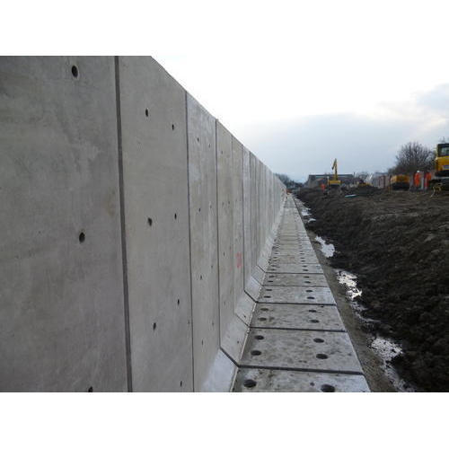 Gray Reinforced Concrete Cement Precast Grey Boundary Walls With Rectangular Shape