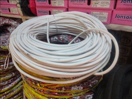 Single Core Flexible And High Current Capacity White Electrical Copper Cable - 100 Inch Length, PVC Insulation for Low-Voltage Applications and Outdoor Lighting