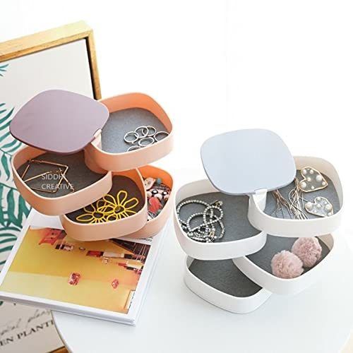 Square Multicolor 4 Layer Rotating Jewelry Box For Home