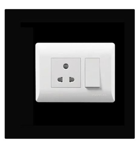 White 240 Volts 6 A Havells Three Pin Socket With One Way Modular Switches Used For Home