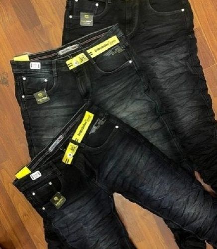 Dry Cleaning Black Straight Low Waist Comfortable And Fashionable Denim Jeans For Mens Daily Wear 