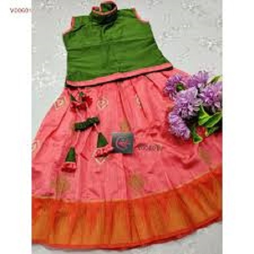 Good Quality Silk Ready Made Lehenga Choli Dress For Girls - Polyester and Spandex Fabric
