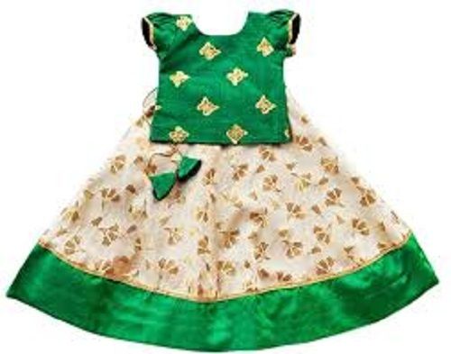 Buy BownBee Girls Paper Silk Pavda Pattu Lehenga Choli South Indian  Traditional Ethnic Dress for Kids with Half Sleeves, Round neck, Back Hook  Closure Dresses for Baby Girl (White, 6-12 Months) at