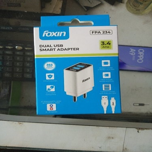 Light Weight And Portable Comfortable With Travel White Usb Foxin Fpa234 White Mobile Adapter - Toughened Glass, 3.5mm Audio Jack, White Color, IPS Display | Stream Music Wirelessly, Charge Multiple Devices