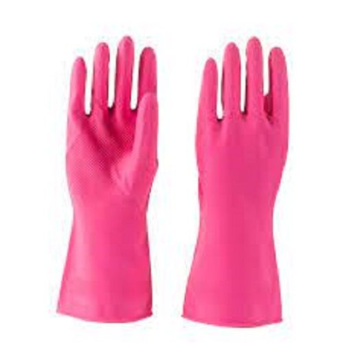 Washable Pink Color Plain Hand Gloves For Washing Use, Cleaning Use, Kitchen Use