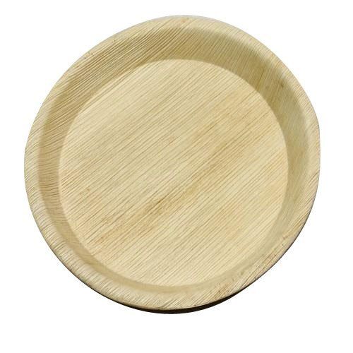 Round Shape Brown Recyclable Easy To Use Areca Leaf Plate