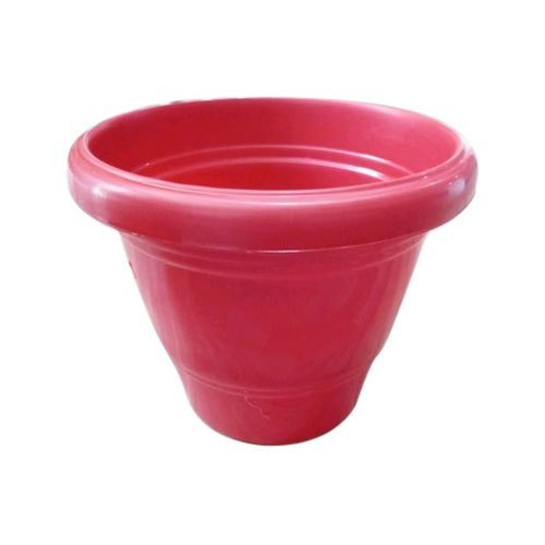 Easy To Clean Sturdy Lightweight And Durable Red Color Solid Plastic Plant Pot 