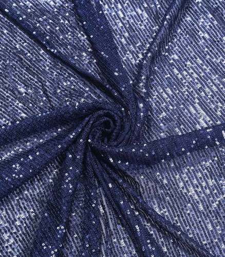 Blue Party Wear Embroidered Lycra Net Fabrics Width 44inch For Garments Uses