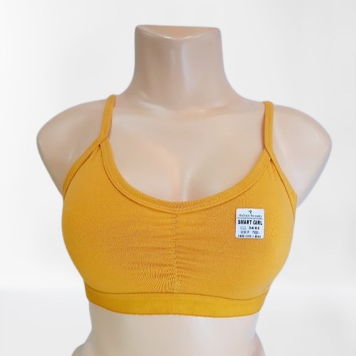Comfortable And Soft Non-padded Cotton Plain Daily Wear Yellow
