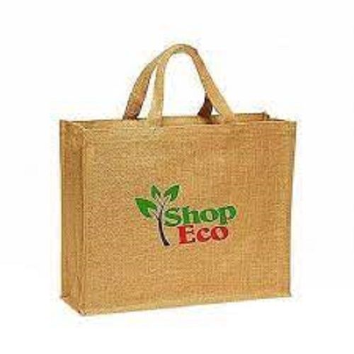 Easy To Carry Eco Friendly Biodegradable Reusable Printed Brown Jute Carry Bags