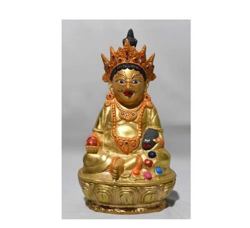 Gold Golden Brass Jambhala Statue Height 9 Inch And Weight 350G For Decoration