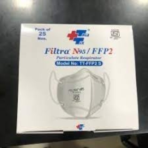 अच्छी गुणवत्ता और आरामदायक व्हाइट फिल्ट्रा N95 फेस मास्क 2 लेयर एंटी पॉल्यूशन