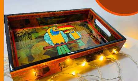 Multiple Colours Available High Quality Printed Mdf Wood Serving Tray Set With Glossy Finish