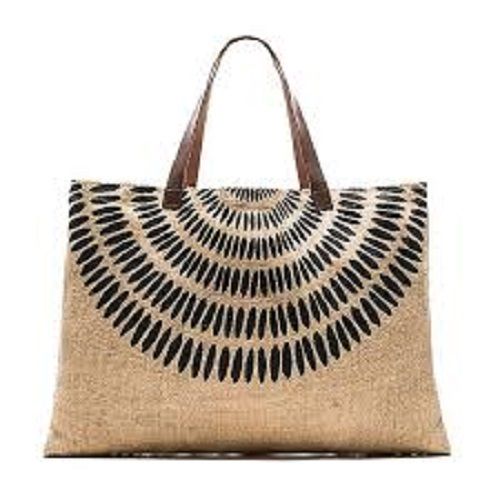 Appealing Look Biodegradable And Eco Friendly Brown Printed Ladies Jute Carry Bags Usage: Shopping