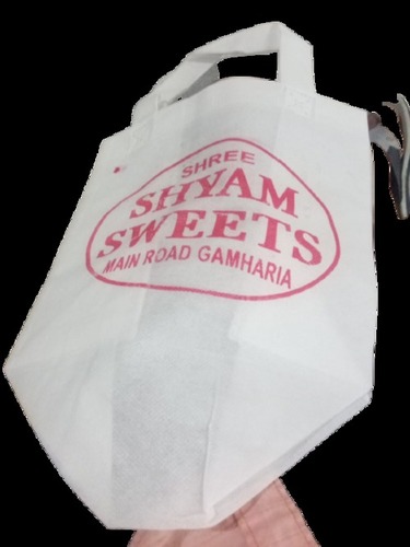 White Printed Non Woven Carry Bag Rectangle Size 12X6 Inch For Shopping Uses Bag Size: 12X6Inch