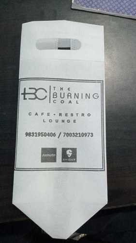 White Printed Non Woven Carry Bag Rectangle Size 14X6 Inch For Shopping Uses Bag Size: 14X6Inch