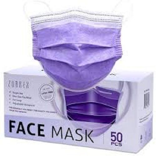 Comfortable And Breathable Soft Ear Loop Anti Pollution Purple Surgical Disposable Face Mask