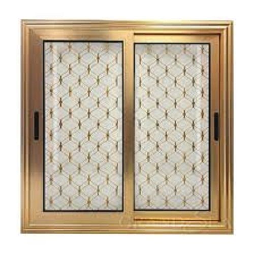 Corrosion Resistant Powder Coated Golden Aluminum Windows For Home And Office Screen Netting Material: Fiberglass