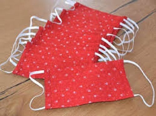 Disposable Cotton Red And White Washable Reusable Plain Face Mask 