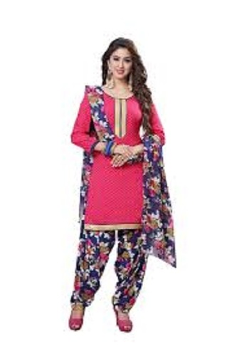 Ladies Comfortable To Wear Enthralling Design Anti Wrinkle Elegant Look Cotton Printed Suit