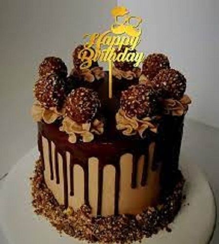 Mouth Watering Sweet Delicious Taste Brown Chocolate Classic Birthday Cake