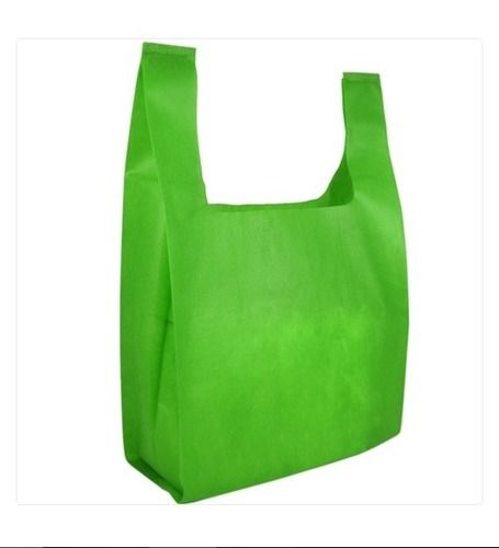 With Handle Plain Green Non Woven Material U Cut Carry Bag Used For Shopping 