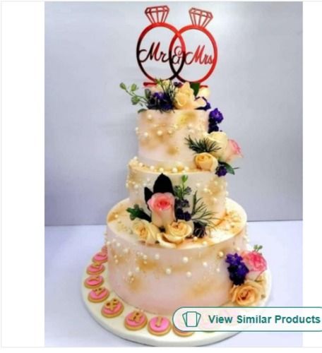 Rich Taste And 1 Kilogram Vanilla Round Wedding Anniversary Cakes