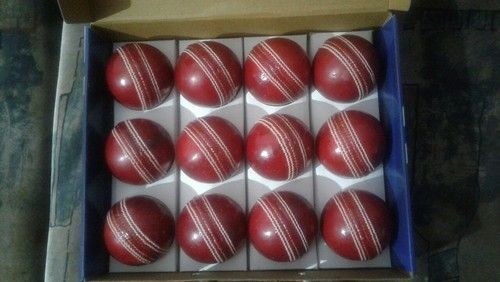 Strong And Long Lasting Red Cricket Round Hard Sports Players Leather Balls