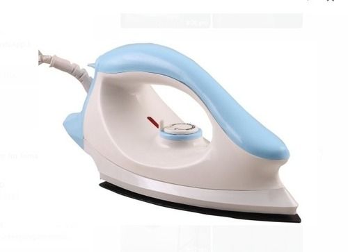 White And Blue Stainless Steel 750watt Electric Dry Iron With Non-stick Coated Sole Plate And Operating Voltage 230v