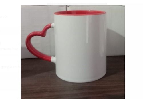 Red 200 Ml Sublimation Ceramic Mug With Heart Shape Handle For Gifting Pupose