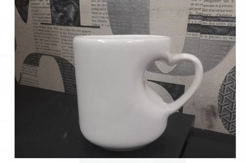 200ml White Ceramic Coffee Mug With Heart Shape Handles, For Gifting Purpose 