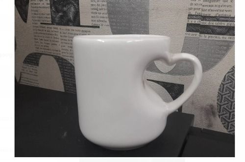 200Ml White Ceramic Coffee Mug With Heart Shape Handles, For Gifting Purpose  Size: 4 Inch