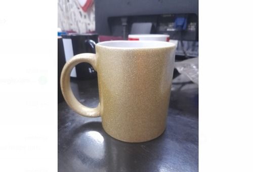 250Ml Golden Glitter Ceramic Sublimation Coffee Mug With Handle Design: Round