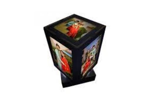 Black Led Rotating Photo Frame Square, Size 6x6 Inch, Used For Gifts On Birthday 